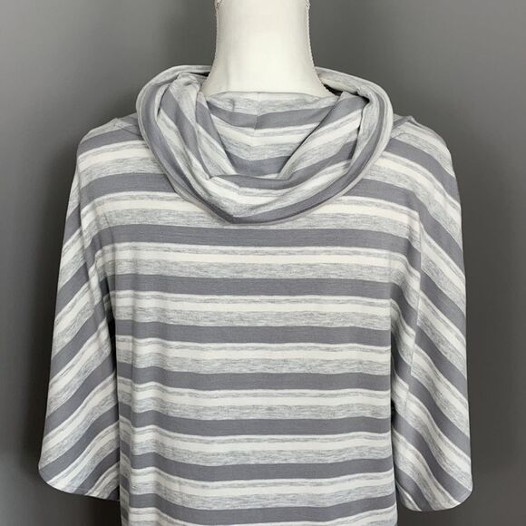 Lou & Grey Cowl Neck Short Sleeve Striped Sweater. Size Medium. New with… - Picture 7 of 11